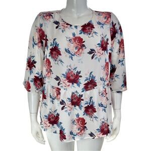 Faded Glory Floral Peplum Top 3/4 Sleeves Size XXL 20